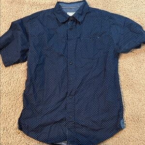Kids Navy Blue Polka Dot Button Down Shirt